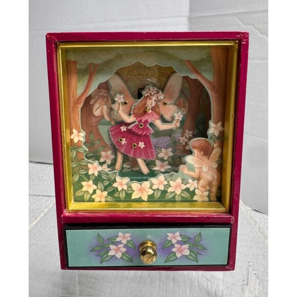 VTG Sankyo Shoji Animated Dancing Fairy Shadow Music Jewelry Trinket Box - Picture 1 of 12